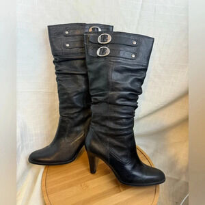 Matisse Womens Heeled Boots Black Leather Made in Brazil Size 8M New Mid Calf